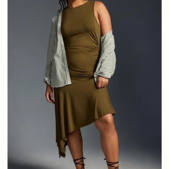 Daily Practice by Anthropologie Sleeveless Side-Ruched Dress NWT - Picture 4 of 12